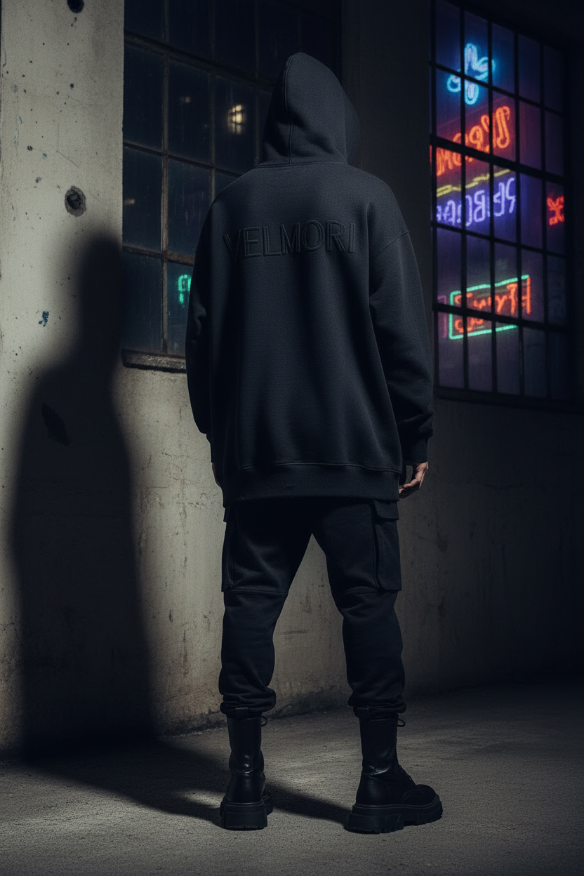 VELMORI Shadow Hoodie back view