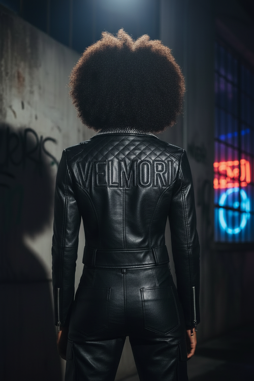 VELMORI Raven Obsidian Moto Jacket back view