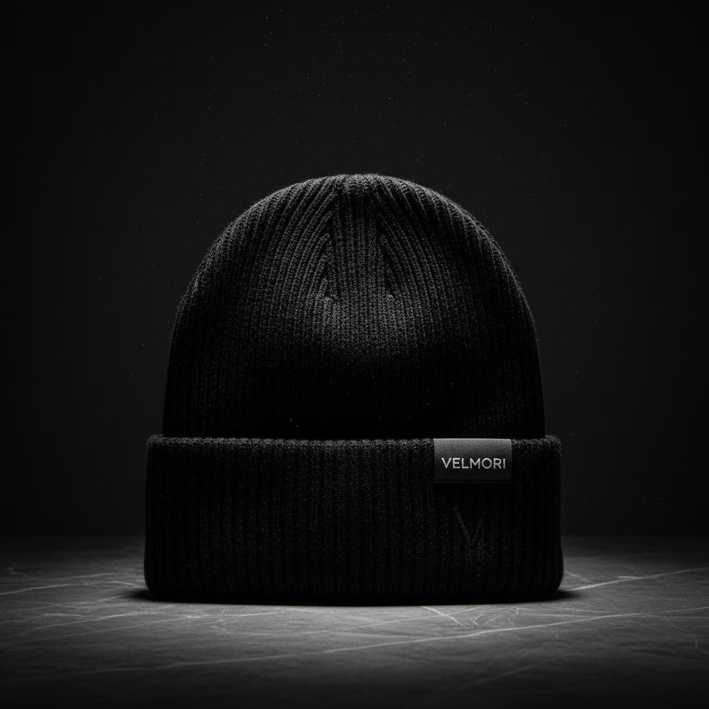 VELMORI Luxe Crest Beanie - Black