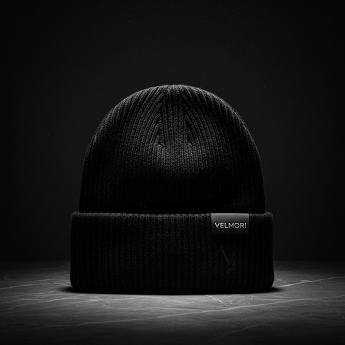 VELMORI Luxe Crest Beanie - Black